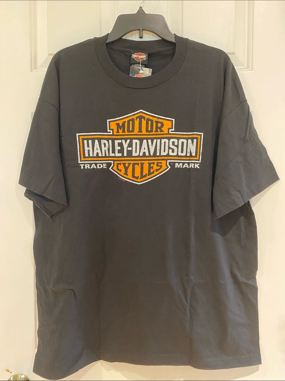 Harley-Davidson Black T-Shirt with Orange and White Logo